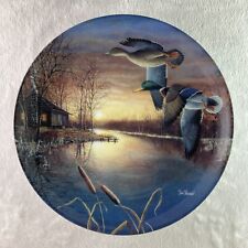GLIDING ON GILDED SKIES Plate Woodland Wings Jim Hansel Ducks Log Cabin #2 River picture
