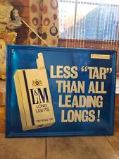 Vintage] 1980's L&M CIGARETTES AND TOBACCO PRODUCTS ADVERTISING METAL TIN SIGN  picture
