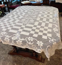 Lovely Vintage Ecru, Crocheted Tablecloth, 68