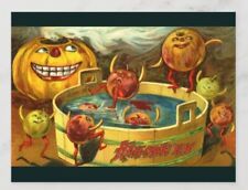 *Halloween* Postcard: Gourd & Veggie Pool Party Vintage Image~Reproduction picture