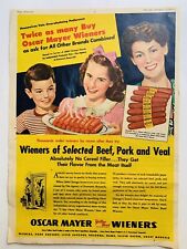 1947 Oscar Mayer Wieners Print Ad Mother Girl Boy Steaming Hot Dogs 15