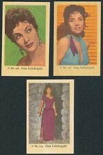 (3) GINA LOLLOBRIGIDA TV & FILM STARS 1958 DUTCH GUM CARDS X 176 198 219 EX B picture