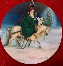 Boardwalk Originals 4” Santa on Horse Ornament. Hand Signed/Dated by Bonnie picture