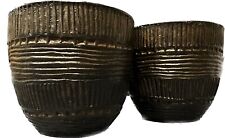 VTG 2 Terracotta Black Glazed Pottery Bowls : Pots, Hand Stamped, “LEI” Antique picture