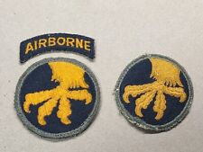 Original WW2 United States Army 17th Airborne Patch (2) & Tab (1) Eagle Claw picture