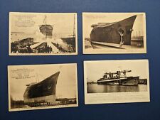 French Line - SS NORMANDIE - Launch and Fitting Out - 1932 - 1935 - 4 Postcards picture