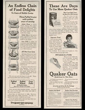 1918 QUAKER OATS cereal lot of 2 different Vintage Print Ads recipes  picture