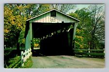 Boston Township OH-Ohio, Everett Road Covered Bridge, Vintage Souvenir Postcard picture