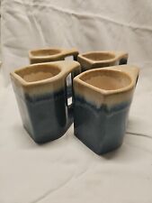  Rodolfo Padilla Coffee Mugs Blue Tan Drip Glaze Pottery Stoneware Mexico Set/4  picture