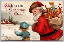 Postcard Merry Christmas Santa Toys Little Boy Clapsaddle *A525 picture