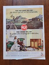 Original WWII 1944 RCA Victor WAR BONDS Vintage COLOR Print Ad -  picture