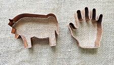 2 Large Copper Cookie Cutters Heavy Duty Hand And Bull/Cow picture