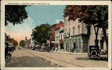 Carlisle Pennsylvania SCARCE High St looking west 1920s cars mailed 1929 PC picture