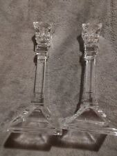 Vintage Toscany Pair of Lead Crystal Candle Taper Sticks 8” picture