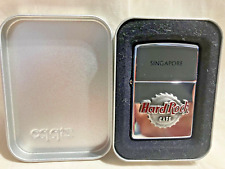 Unfired High Polished Chrome HARD ROCK CAFE Emblem Singapore Zippo Lighter Tin picture