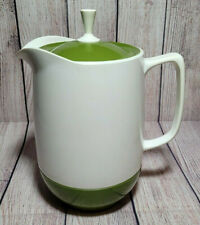 Vintage Mid Century Thermos Insulated Ware Green White Pitcher Coffee Carafe  picture
