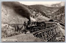RPPC Cripple Creek CO Old Train & Trestle Sanborn Photo C1940's Postcard T8 picture