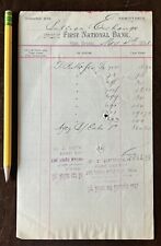 1891 FIRST NATIONAL BANK BULLION EXCHANGE REMITTANCE INVOICE RECEIPT picture