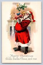 J99/ Santa Claus Christmas Postcard c1910 Stockings Toys 397 picture