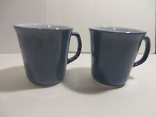 Vintage Pyrex Coffee Mugs Glass Smokey Slate Blue Set of 2 USA Corning 8 ounce picture