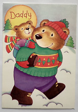 Greeting Card Christmas Snow Bears Winter Trees Daddy Holiday Unused Crafter picture