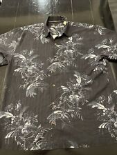 NWOT Tommy Bahama Hawaiian Aloha XL X-Large Shirt Dark Floral Hibiscus 100% Silk picture