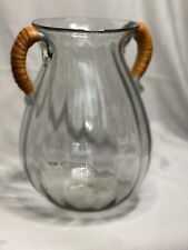 Handmade Antique Mexican Glass Vase With Leather Detail picture