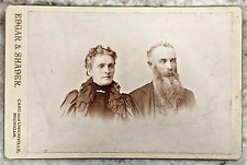 Late 1800's Cabinet Card Photo Older Man & Woman Edgar Shader Caro Unionville Mi picture