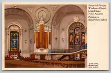 PORTER AND FARRAGUT WINDOWS CHAPEL UNITED STATES NAVAL ACADEMY MD VTG POSTCARD picture