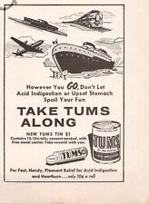 Take Along Tums Print Ad 1957 picture