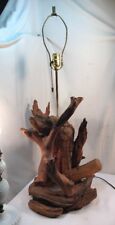 Vtg UNIQUE Driftwood Art Electric Table Lamp Mountain Man Cabin Country Decor picture
