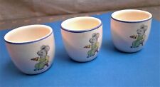 3 Antique Pottery Child's Alphabet Egg Cups with Mouse Design picture