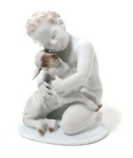 1948 Vintage Germany Figurine Naked Boy With a Lamb Putti . Underglaze Painting picture