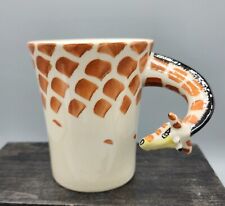 PIER ONE 1 Imports Hand Painted Giraffe  3D Handle Coffee Mug Stoneware picture