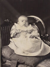 NEW BEDFORD MA c.1900 Victorian Young Infant Pillow Chair Cabinet Card picture