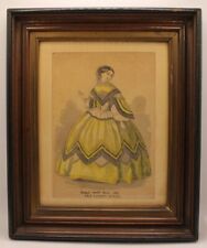 Framed Antique Engraving Print Woman from Godey's Lady's Book 1848 Fashion Dress picture