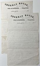 Antique 1868 SHERMAN HOUSE Inn Lodging Letter  Indianapolis Indiana 2 Pages picture