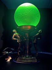 Vintage Art Nouveau Electric Lamp, with Uranium Globe shade with two dancers picture