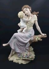 Porcelain Hand Painted Figurine Mother & Child, Floral Motif & Tree Branch picture