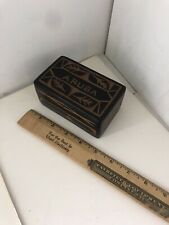 Vintage Brown Wooden Aruba Carved Jewelry Keepsake Trinket Box /Storage Chest picture