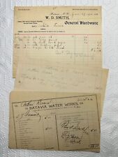 1900 1902 W D Smith Hardware Batavia Water Works Arthur Farris Note BATAVIA NY picture