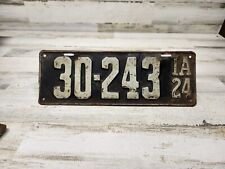 Original 1924 Iowa IA  Metal License Plate 30-243 Man Cave Garage Decor picture