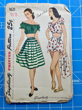 Vintage 1945 Simplicity Primer Playsuit Top SKirt Shorts Sewing Pattern FF 1621 picture