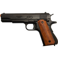 Replica M1911A1 Black Finish Dark Wood Grips Government Automatic Pistol Non-Fir picture