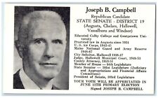 c1940 Joseph Campbell Republican Candidate Maine Political Advertising Postcard picture