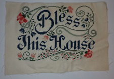 Vintage Bless This House Needlework Unframed Country Retro Granny Chic picture
