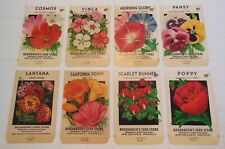 8 Vintage FLOWER SEED PACKS (S115)-Schmidt Litho-Roudabush's-3 1/4