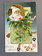 Christmas Greetings, Tuck White Robed Santa Claus, PM ca 1905 picture