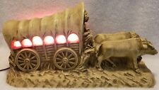 Vintage Chaulkware Lamp Light Wagon Chuckwagon Southwestern Cowboy Pioneers Oxen picture