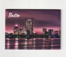 Boston Massachusetts Skyline, City at Night, MA Souvenir Fridge Photo Magnet picture